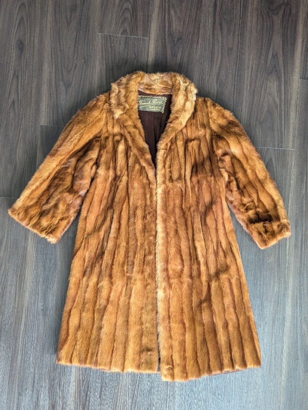 VTG 50s/60s French Room Belk's Charlotte Fur Coat Brown Large